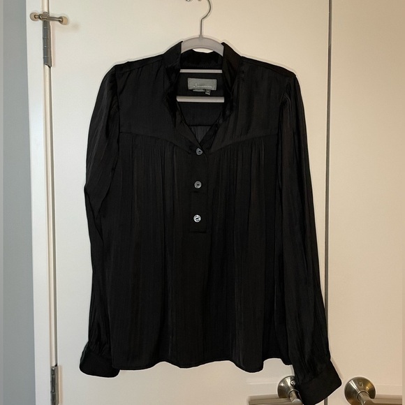 By Anthropologie Relaxed Black Shimmer Blouse Medium - Picture 1 of 6
